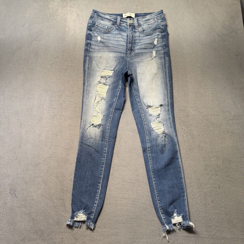 BKE Womens 25 Parker Universal Fit High Rise Ankle Skinny Distressed Blue Jeans